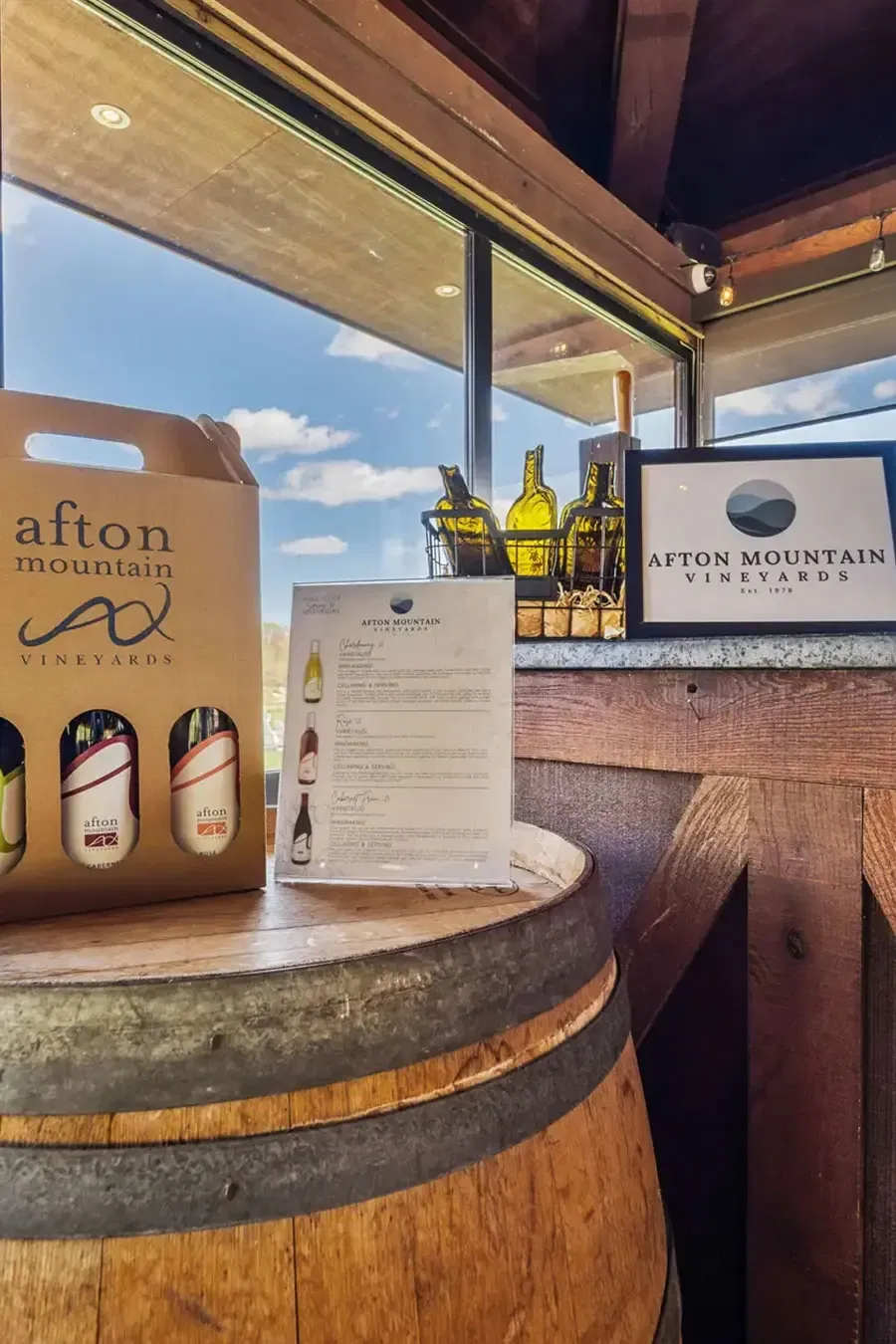 Afton mountain vineyard bottle of wines.
