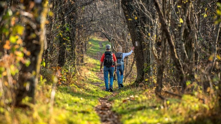 Two people trailing.