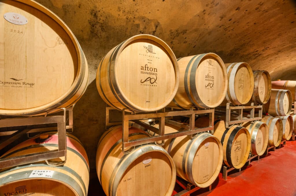 wine barrels.