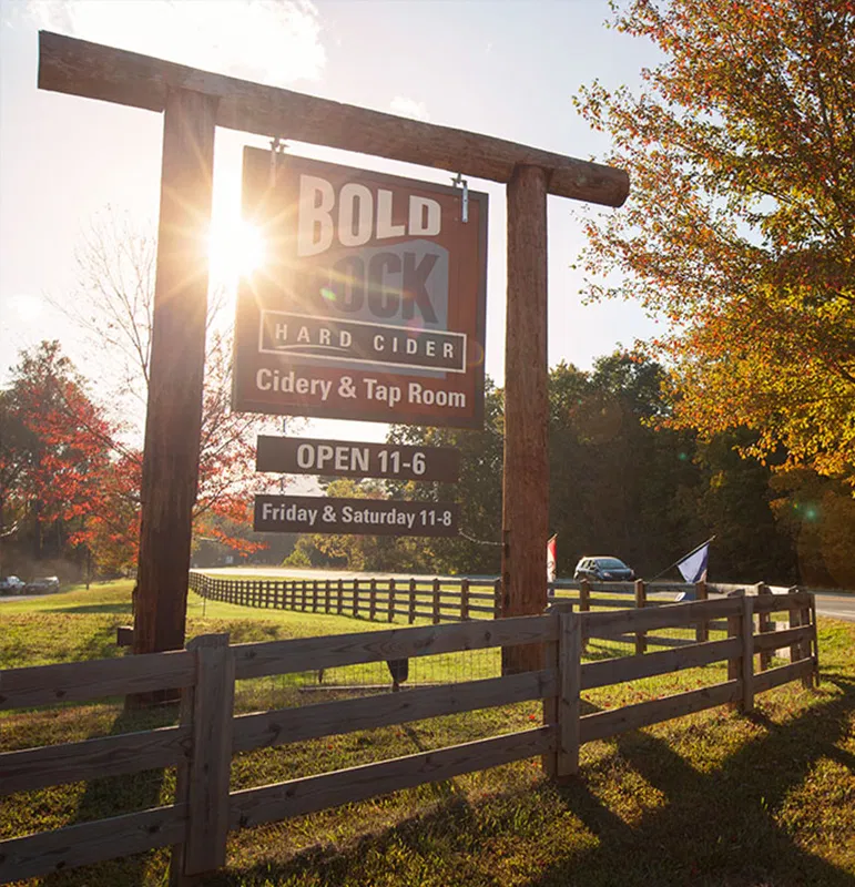 Bold rock hard cider signage.