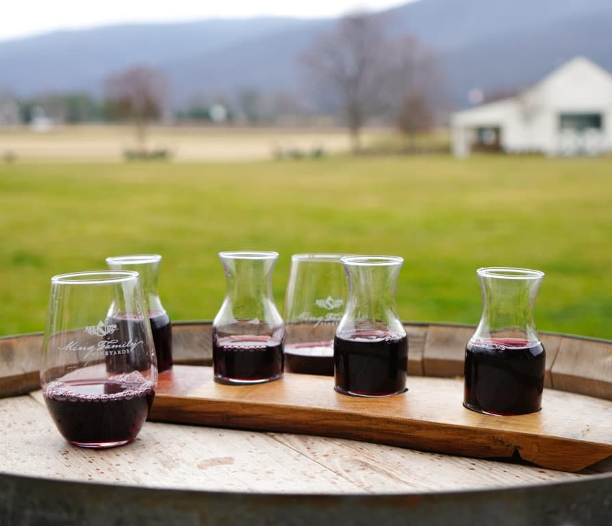 Wine tasting in glass.