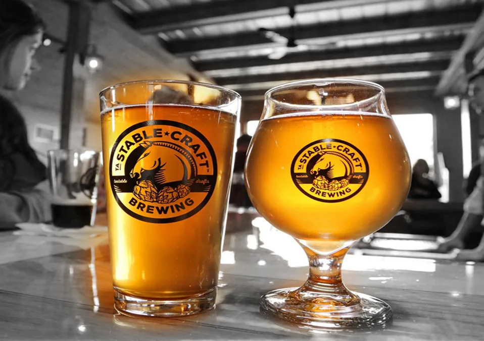 Two glasses of beer.